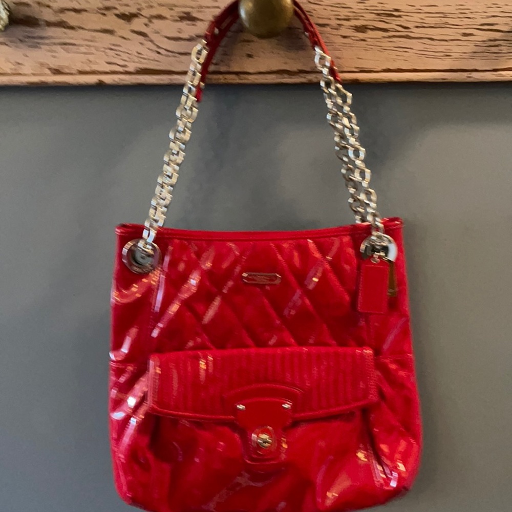 Coach patented leather shoulder purse